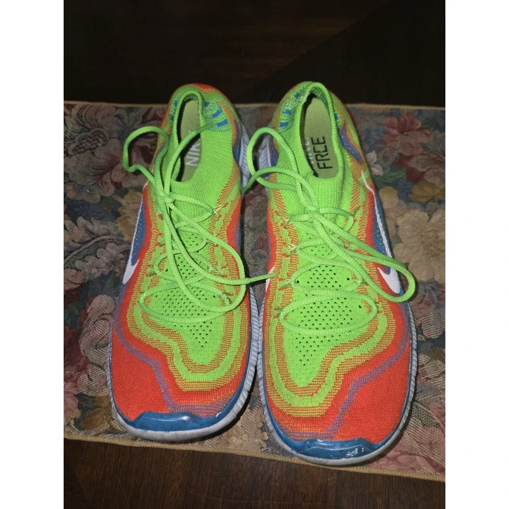 Size 9 - Nike Free Flyknit+ 5.0 Men's Electric Green Running Shoes 615805-316